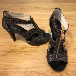 Michael Kors black and gold sandals